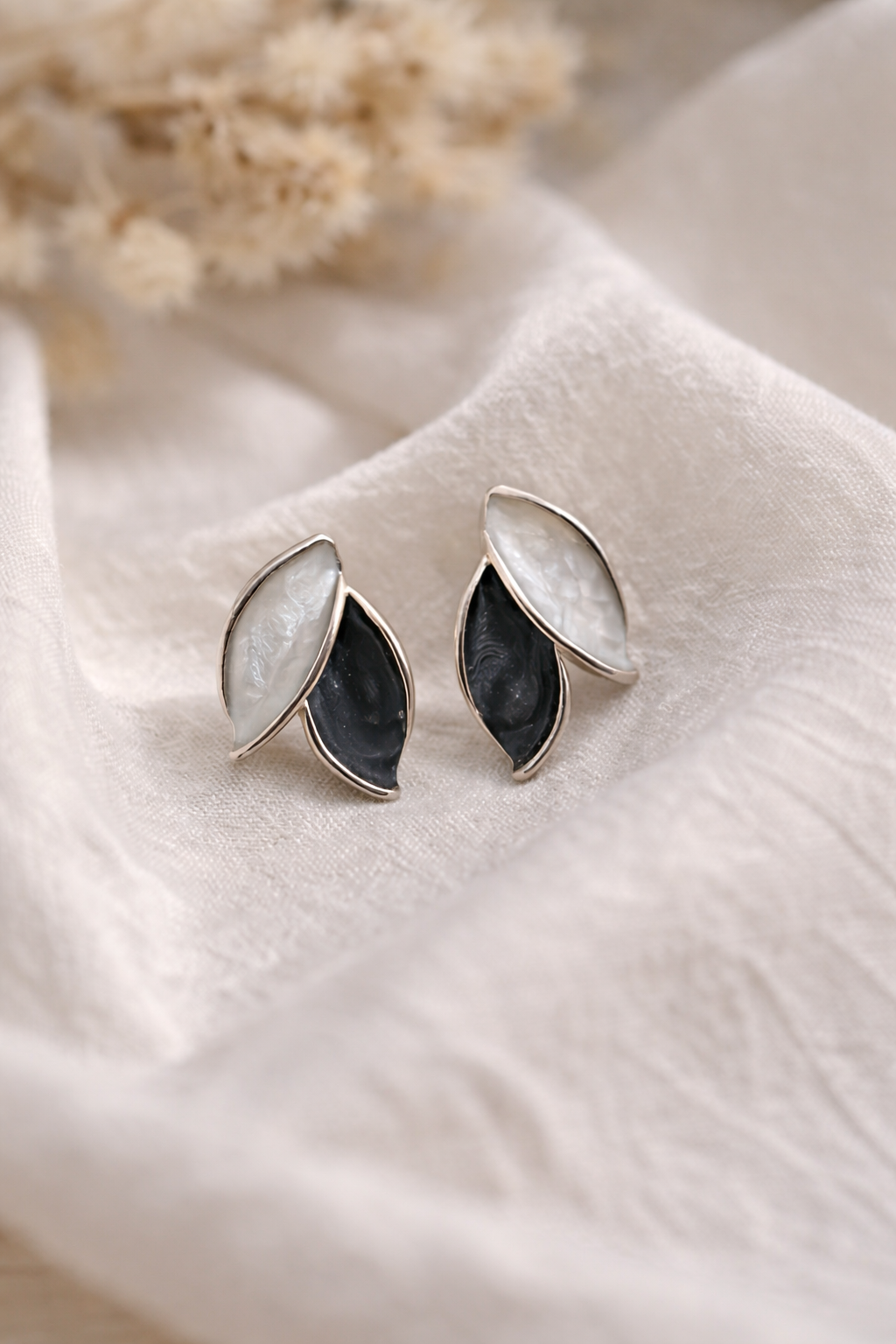 Dual Leaf Harmony Stud Earrings