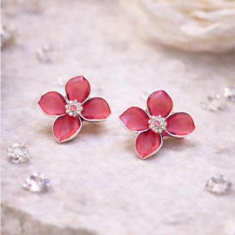 Rose Petal Bloom Stud Earrings