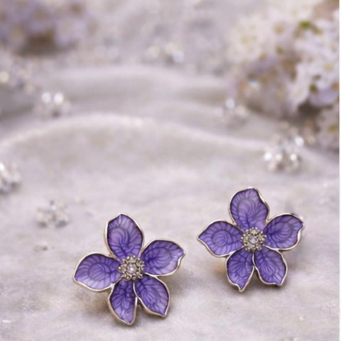 Ethereal Purple Blossom Studs