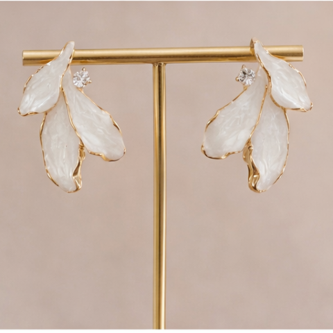 Ivory Petal Drop Earrings