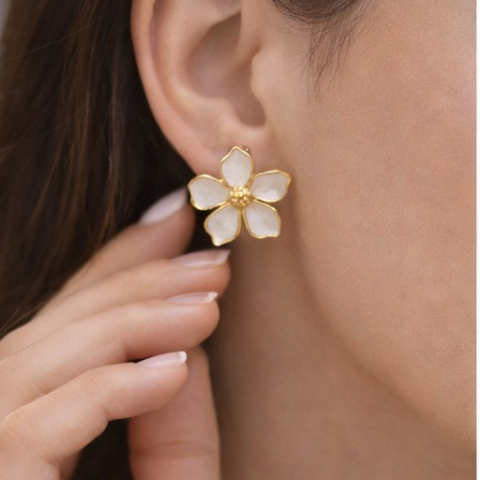 Snow Blossom Stud Earrings